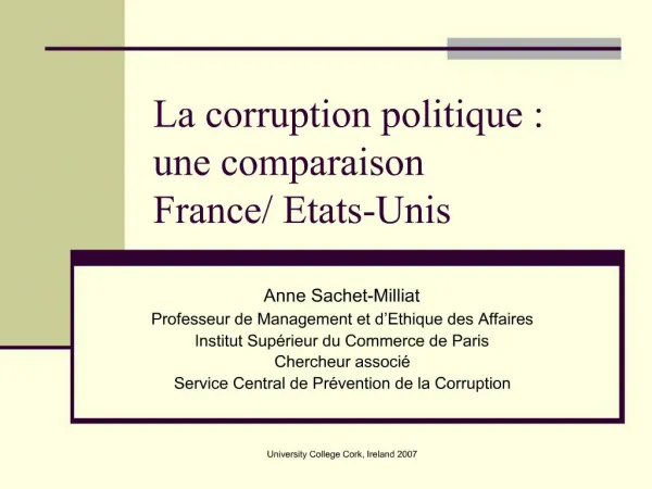 La corruption politique : une comparaison France