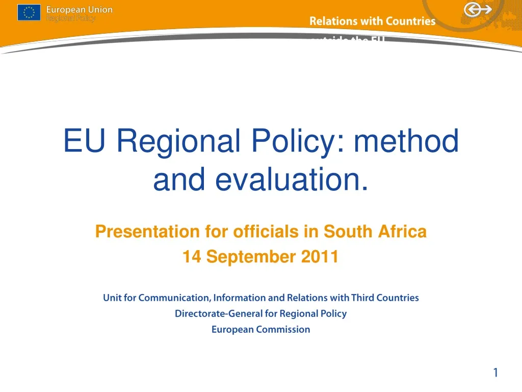 eu regional policy method and evaluation