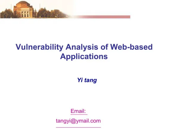 Vulnerability Analysis of Web-based Applications