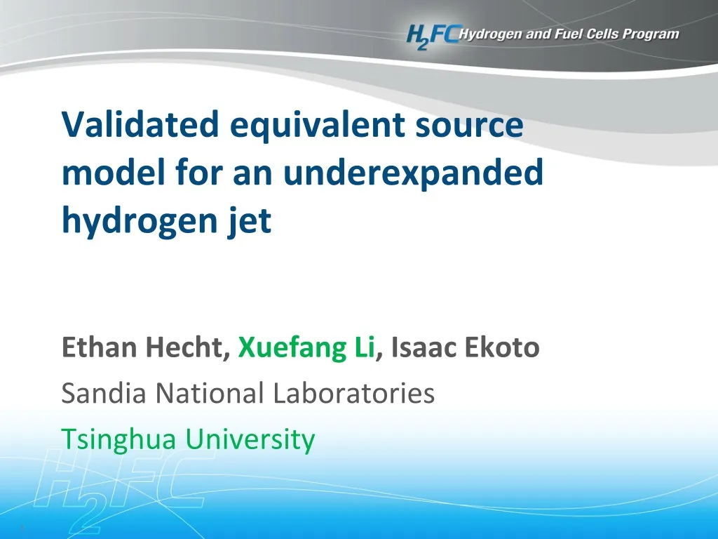 validated equivalent source model for an underexpanded hydrogen jet