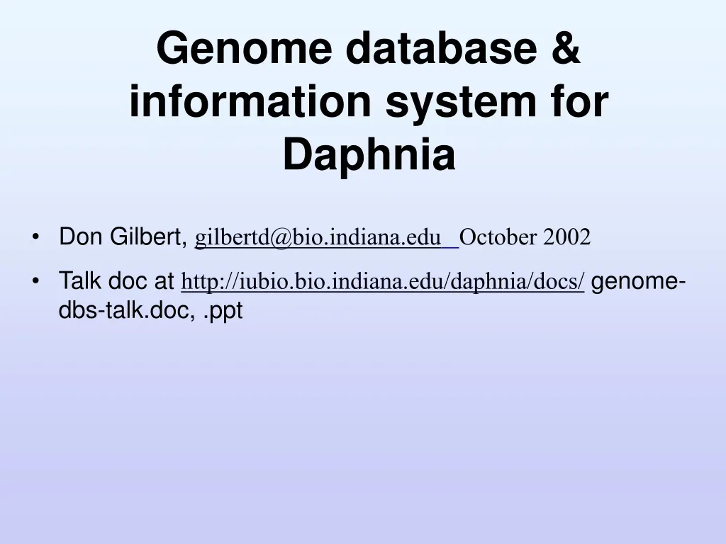 genome database information system for daphnia