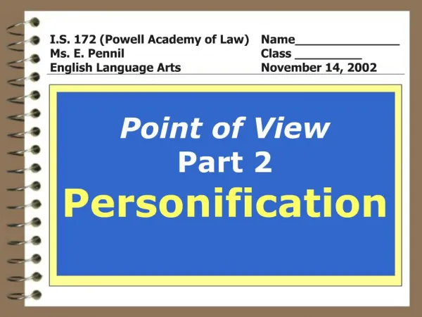 Point of View Part 2 Personification