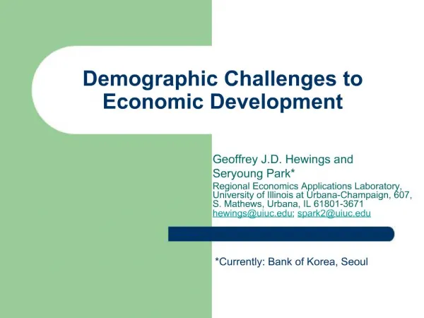 Demographic Challenges to Economic Development