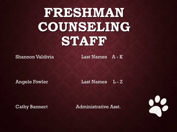 Freshman Counseling Staff
