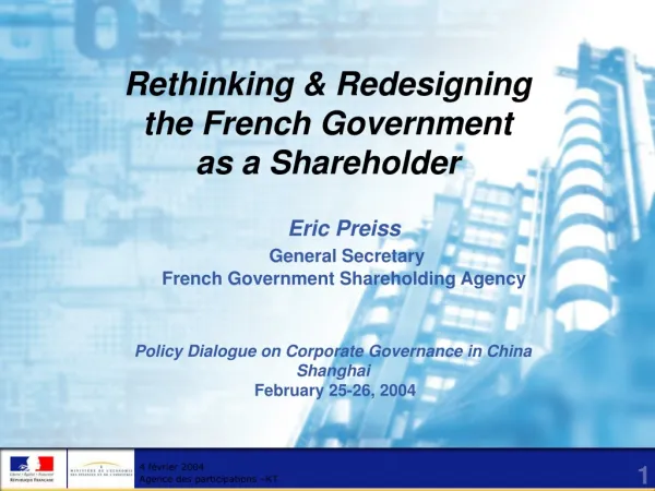 Rethinking &amp; Redesigning the French Government as a Shareholder