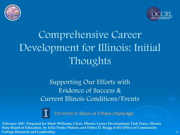 Comprehensive Career Development for Illinois: Initial Thoughts