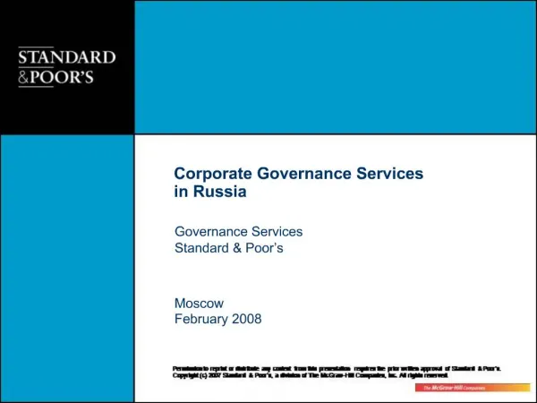Governance Services Standard Poor s