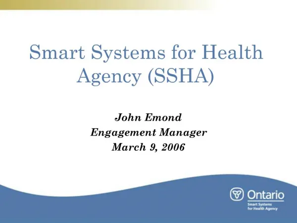 Smart Systems for Health Agency SSHA