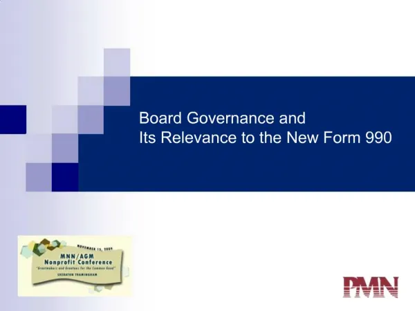 Board Governance and Its Relevance to the New Form 990