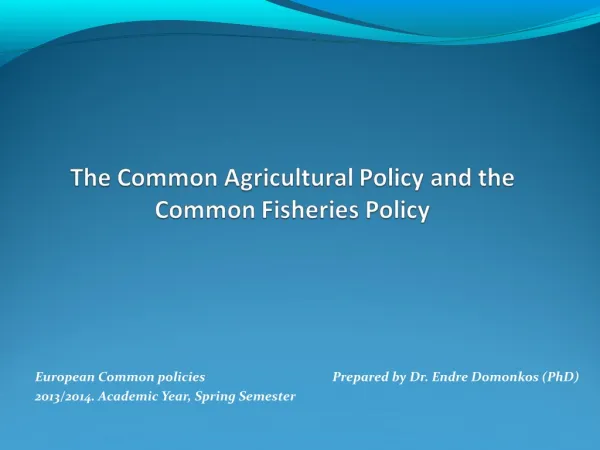E uropean Common policies Prepared by Dr. Endre Domonkos (PhD)