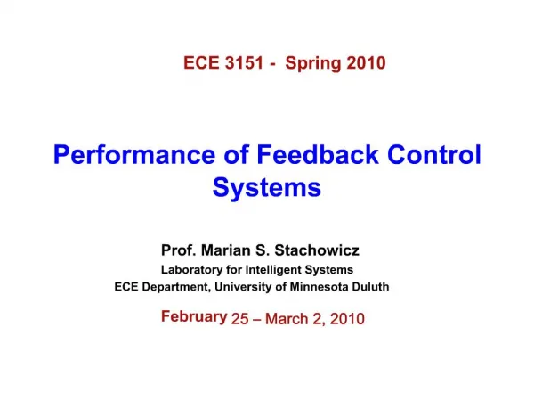 Performance of Feedback Control Systems