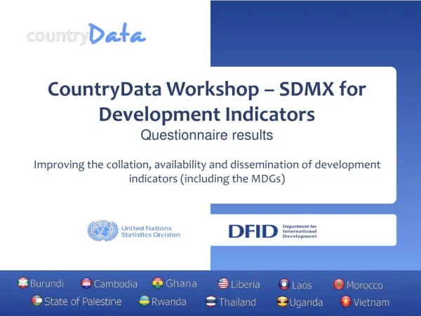 CountryData Workshop – SDMX for Development Indicators Questionnaire results