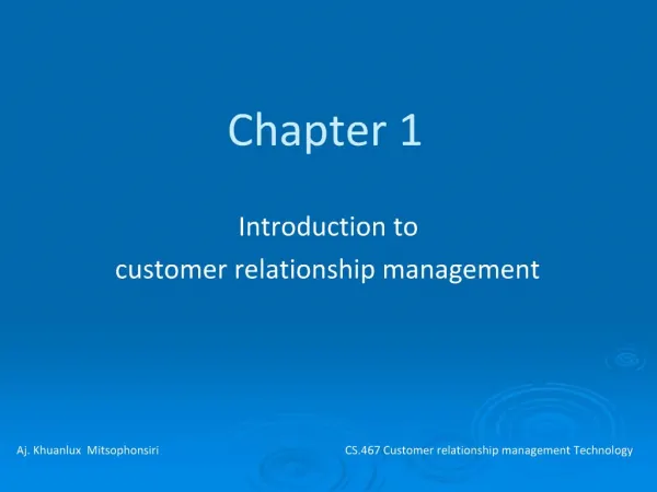 Introduction to customer relationship management