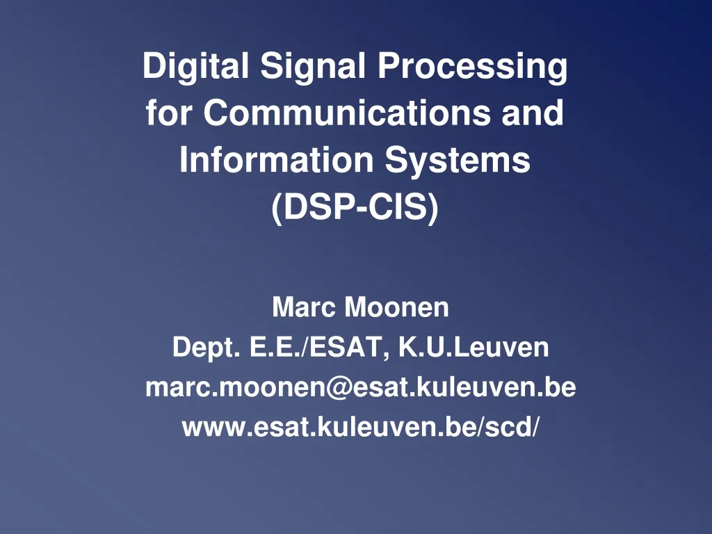 digital signal processing for communications and information systems dsp cis