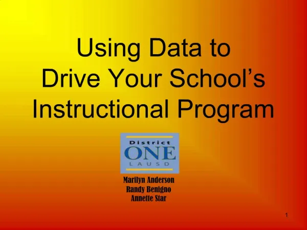 Using Data to Drive Your School s Instructional Program