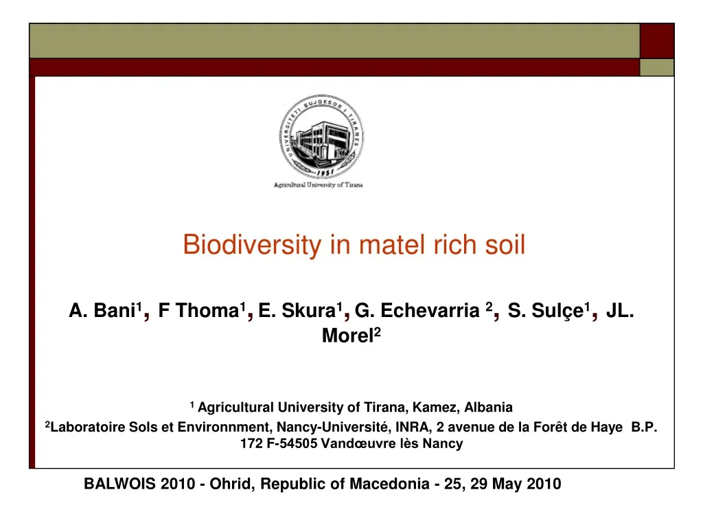 biodiversity in matel rich soil