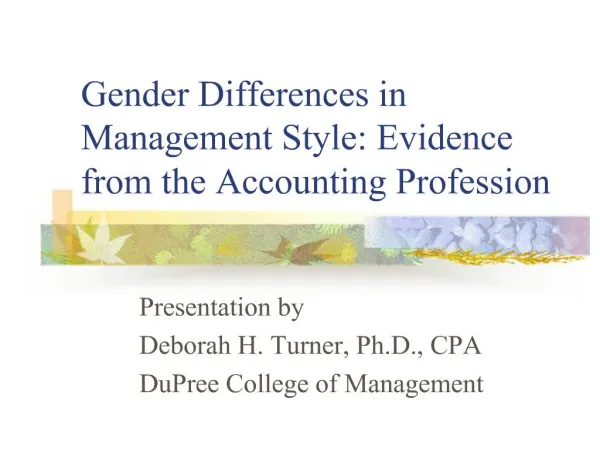 Gender Differences in Management Style: Evidence from the Accounting Profession