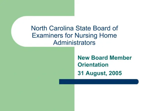 North Carolina State Board of Examiners for Nursing Home Administrators
