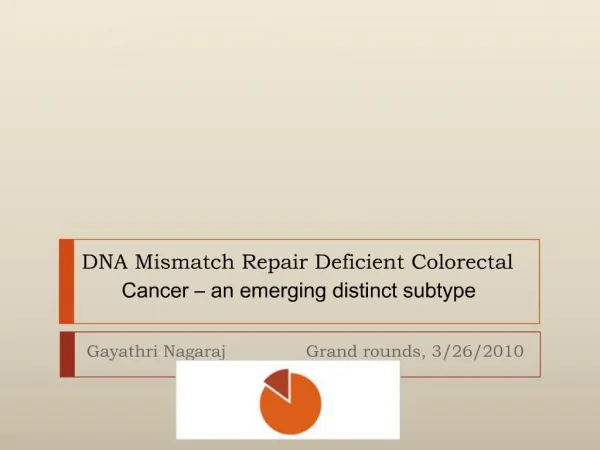 DNA Mismatch Repair Deficient Colorectal Cancer an emerging distinct subtype