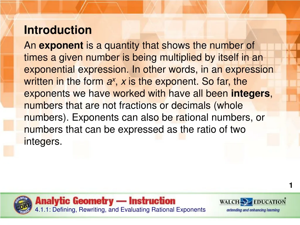 introduction an exponent is a quantity that shows