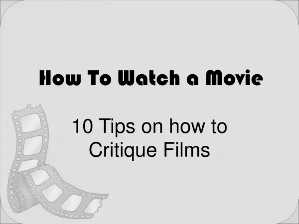 How To Watch a Movie