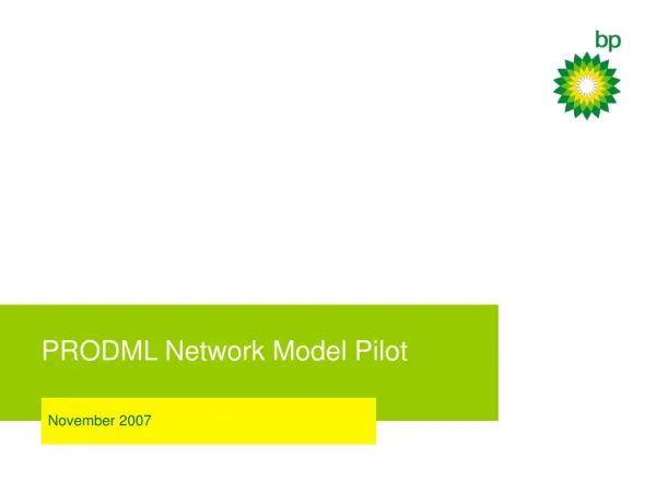 PRODML Network Model Pilot