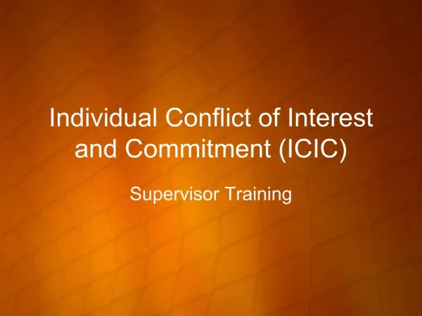 Individual Conflict of Interest and Commitment ICIC