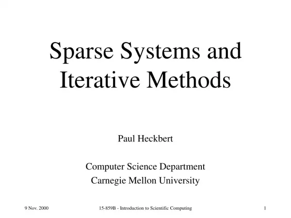 Sparse Systems and Iterative Methods