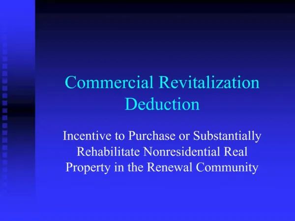 Commercial Revitalization Deduction