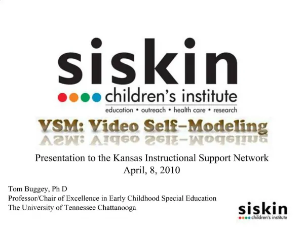 Presentation to the Kansas Instructional Support Network April, 8, 2010