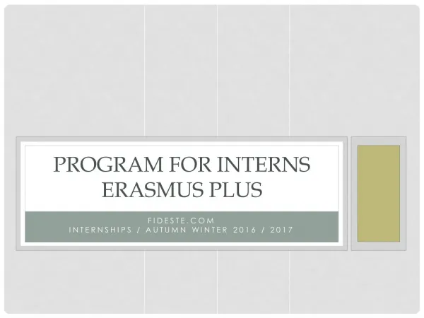 PROGRAM FOR INTERNS ERASMUS PLUS