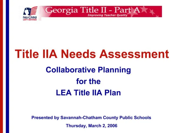 Title IIA Needs Assessment