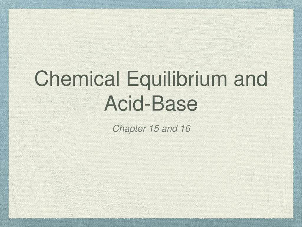 chemical equilibrium and acid base