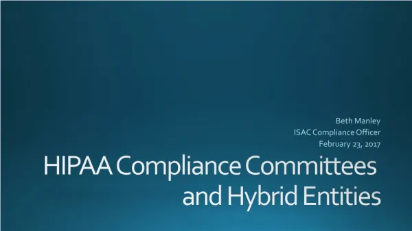 HIPAA Compliance Committees and Hybrid Entities