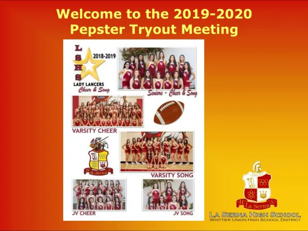 Welcome to the 2019-2020 Pepster Tryout Meeting
