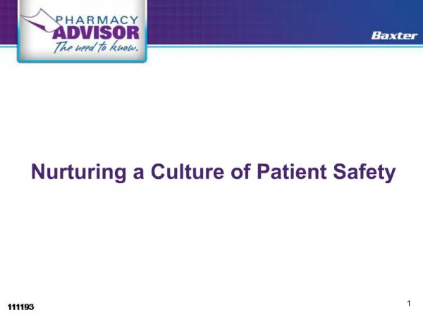 Nurturing a Culture of Patient Safety