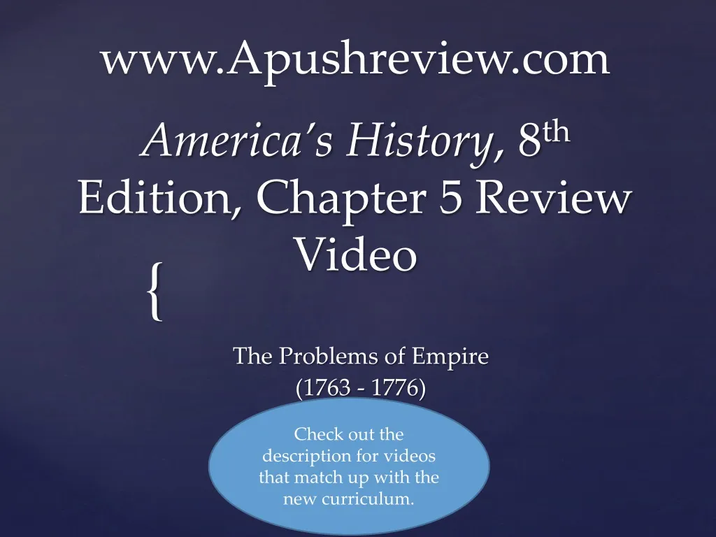 america s history 8 th edition chapter 5 review video