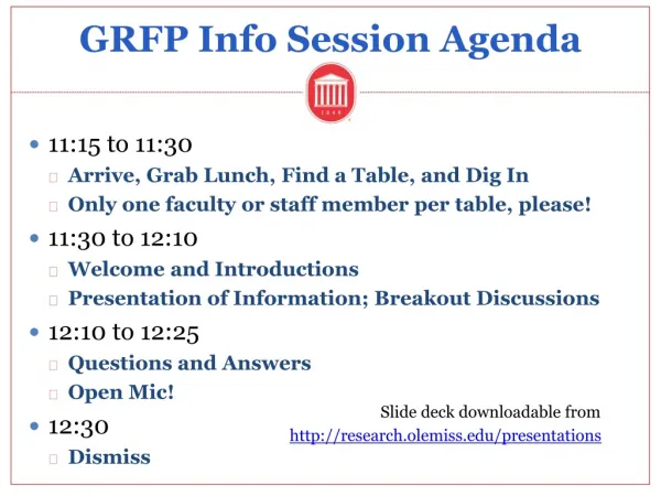 GRFP Info Session Agenda