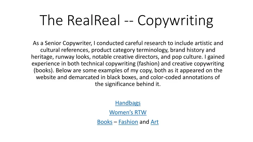 the realreal copywriting