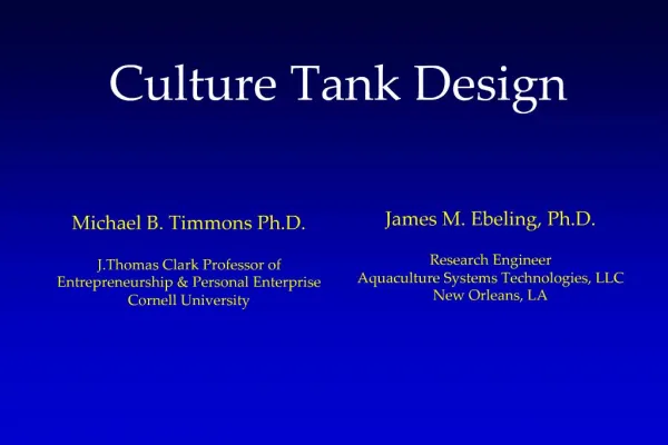 Culture Tank Design