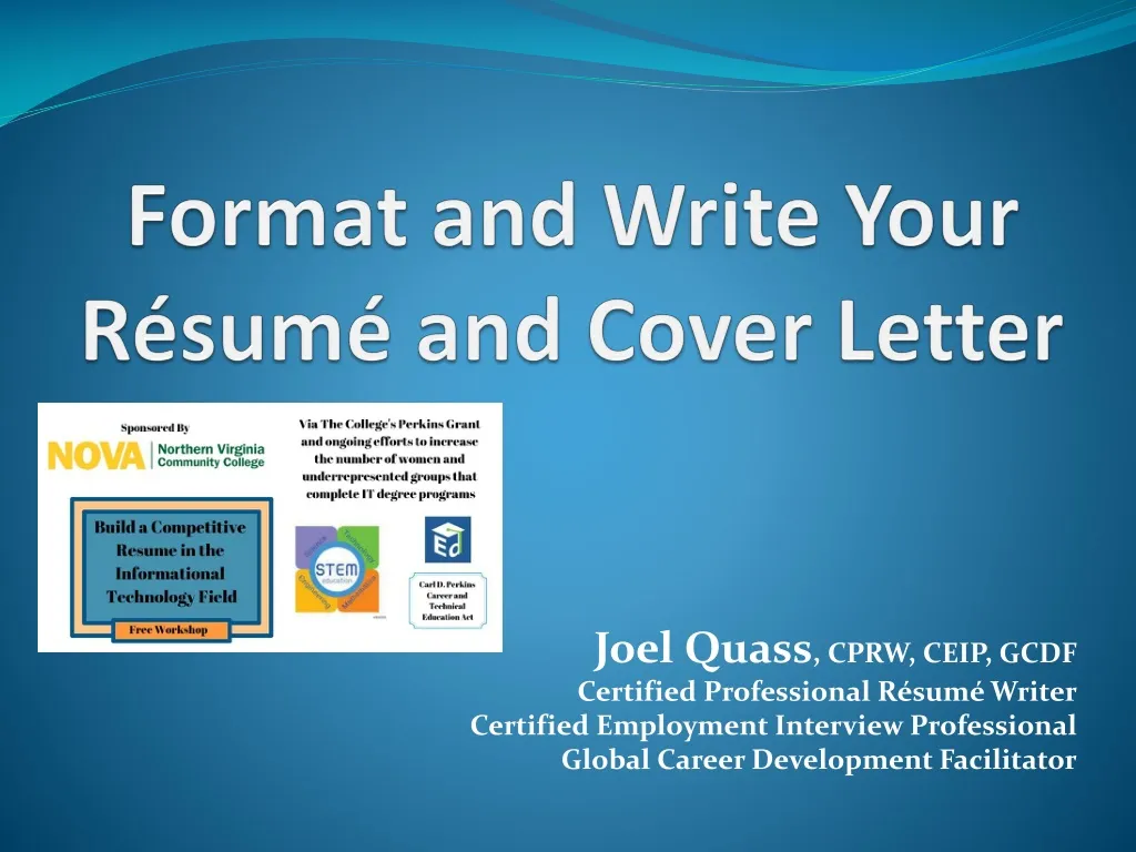 format and write your r sum and cover letter