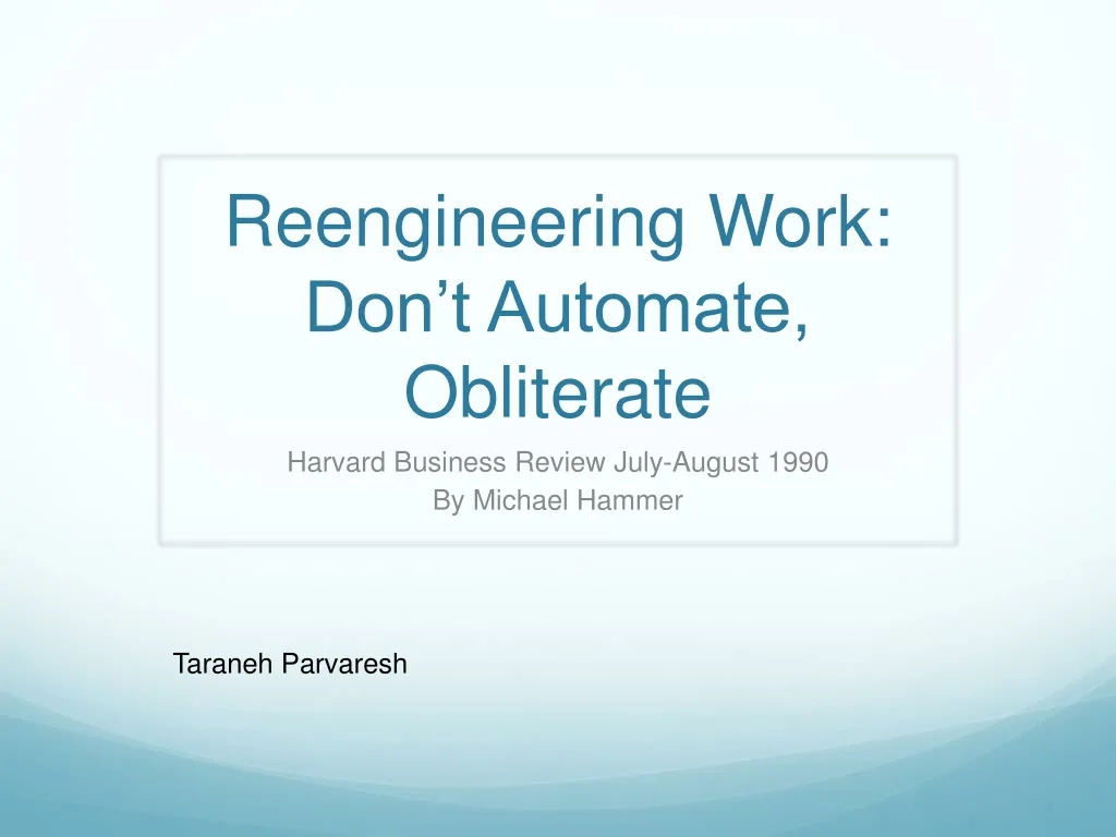 reengineering work don t automate obliterate