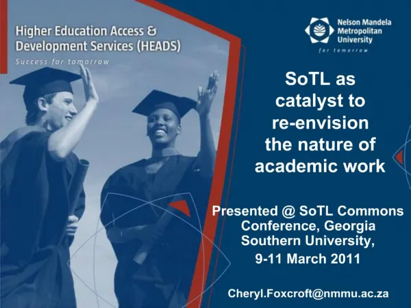 SoTL as catalyst to re-envision the nature of academic work