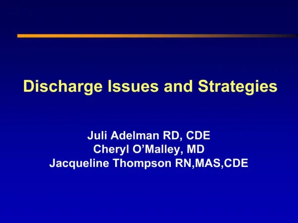 Discharge Issues and Strategies