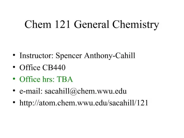 Chem 121 General Chemistry