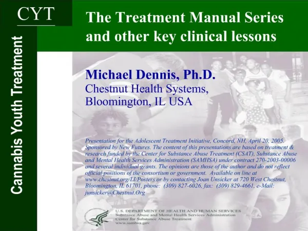 The Treatment Manual Series and other key clinical lessons