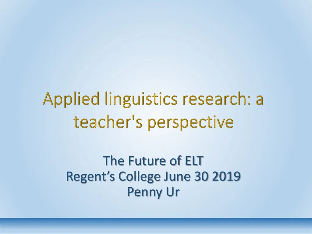 applied linguistics research a teacher s perspective