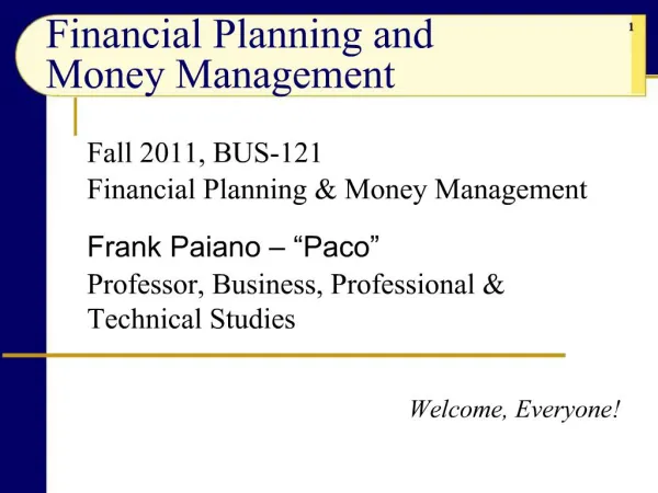 Financial Planning and Money Management