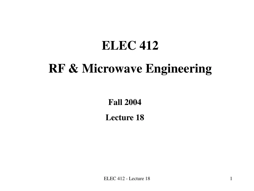 elec 412 rf microwave engineering