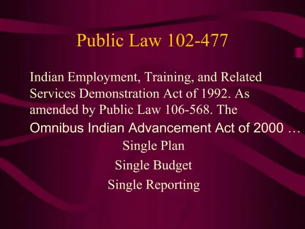Public Law 102-477